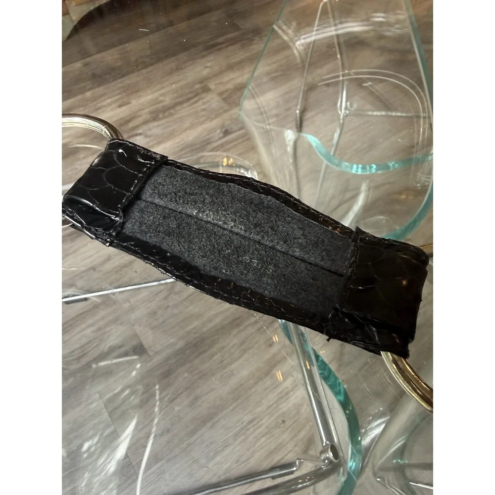 Vintage Streets Ahead Black Snakeskin Leather Silver O Ring Belt